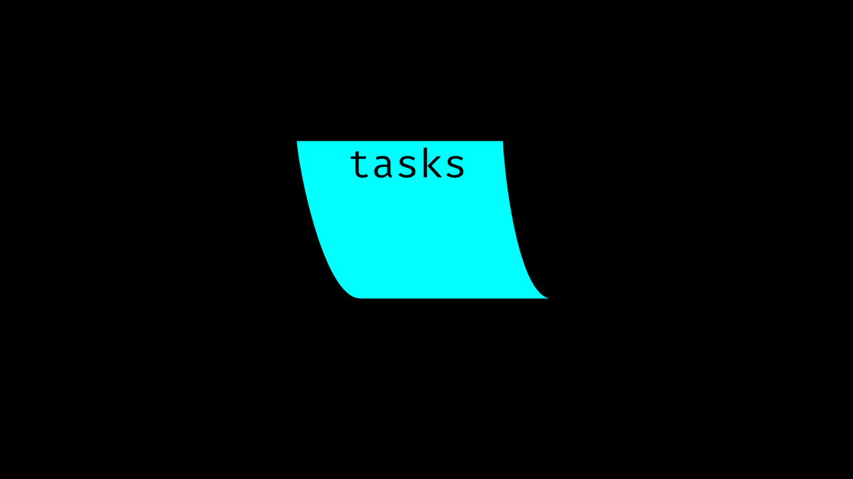 a sticky note that just says the word "tasks".